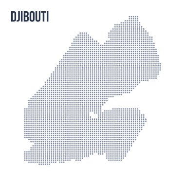 Vektör noktalı beyaz arka plan üzerinde izole Cibuti Haritası. Seyahat vektör çizim