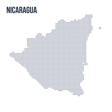 Vektör noktalı beyaz arka plan üzerinde izole Nikaragua Haritası. Seyahat vektör çizim