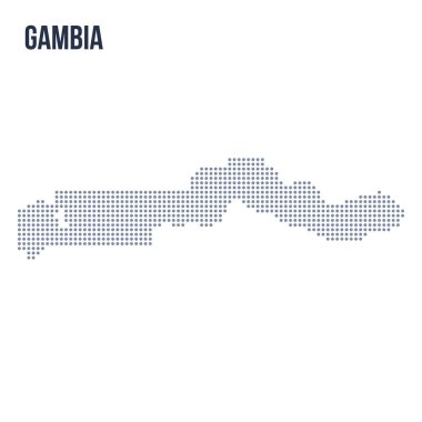 Vektör noktalı beyaz arka plan üzerinde izole Gambiya Haritası. Seyahat vektör çizim