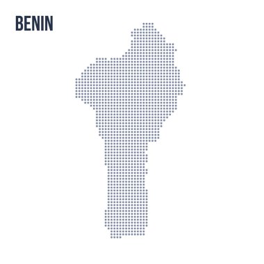 Vektör Benin beyaz arka plan üzerinde izole noktalı Haritası. Seyahat vektör çizim