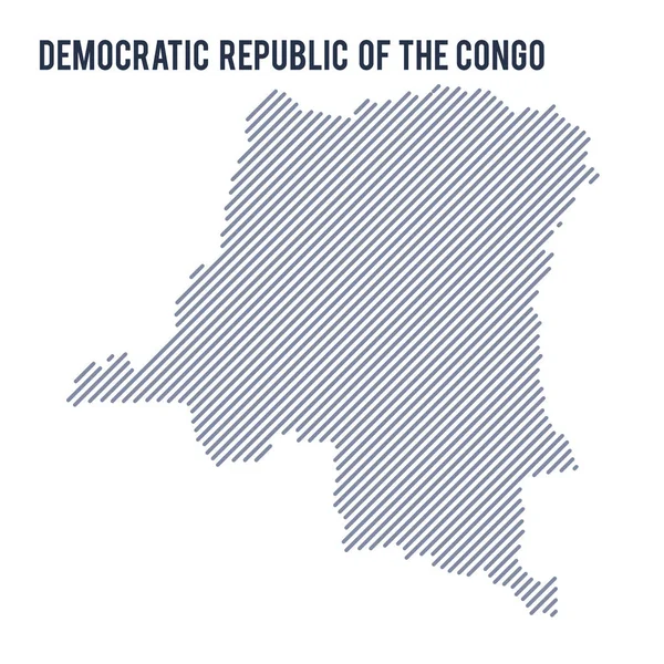 Vektör soyut taranmış haritası üzerinde beyaz bir arka plan izole eğik çizgilerle Kongo Demokratik Cumhuriyeti. Seyahat vektör çizim.