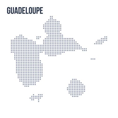 Vektör piksel beyaz arka plan üzerinde izole Guadeloupe Haritası. Seyahat vektör çizim