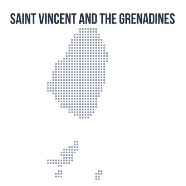 Vektör piksel Saint Vincent ve beyaz arka plan üzerinde izole Grenadinler Haritası. Seyahat vektör çizim