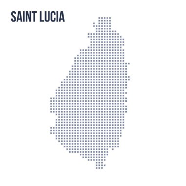 Vektör piksel beyaz arka plan üzerinde izole Saint Lucia Haritası. Seyahat vektör çizim