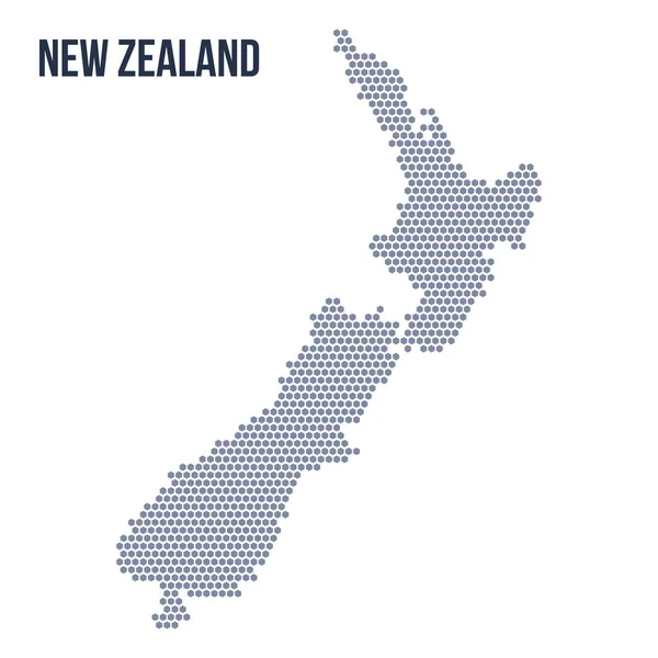 Vektör altıgen Yeni Zelanda haritası. Ülkenin iş alanı.