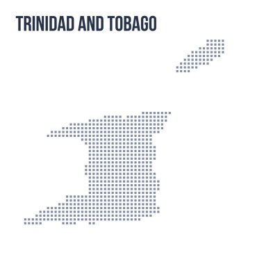 Trinidad ve Tobago beyaz arka plan üzerinde izole vektör piksel harita. Seyahat vektör çizim