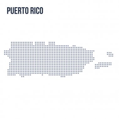 Vektör piksel beyaz arka plan üzerinde izole Porto Riko Haritası. Seyahat vektör çizim