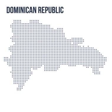 Vektör piksel beyaz arka plan üzerinde izole Dominik Cumhuriyeti Haritası. Seyahat vektör çizim