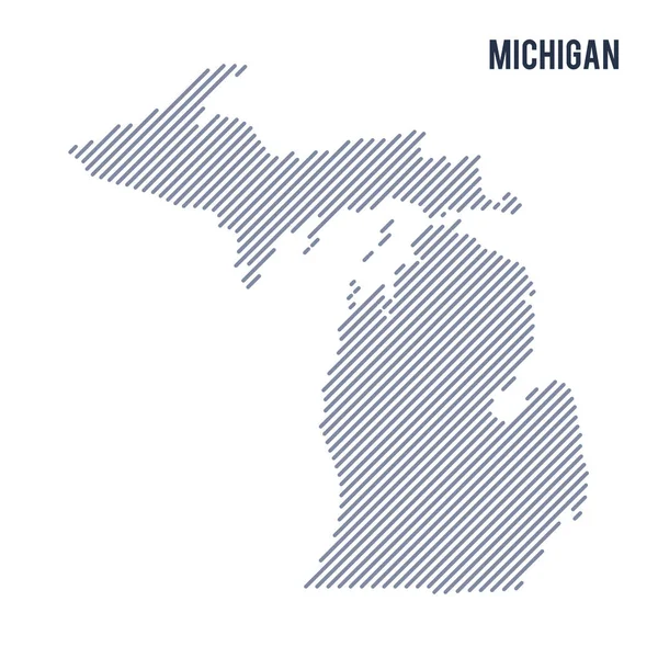 Vetor Mapa Eclodido Abstrato Estado Michigan Com Linhas Oblíquas Isoladas — Vetor de Stock