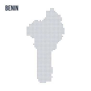 Vektör piksel beyaz arka plan üzerinde izole Benin haritası. Seyahat vektör çizim