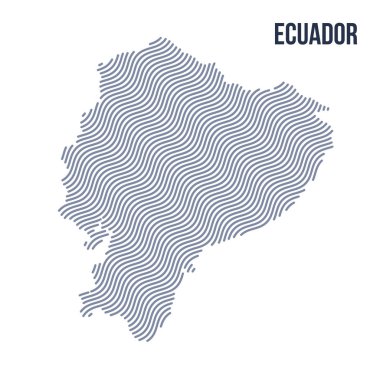 Vektör soyut dalga beyaz bir arka plan üzerinde izole Ekvador Haritası. Seyahat vektör çizim.