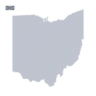 Vektör soyut taranmış Haritası Ohio State eğik çizgili beyaz bir arka plan üzerinde izole. Seyahat vektör çizim.
