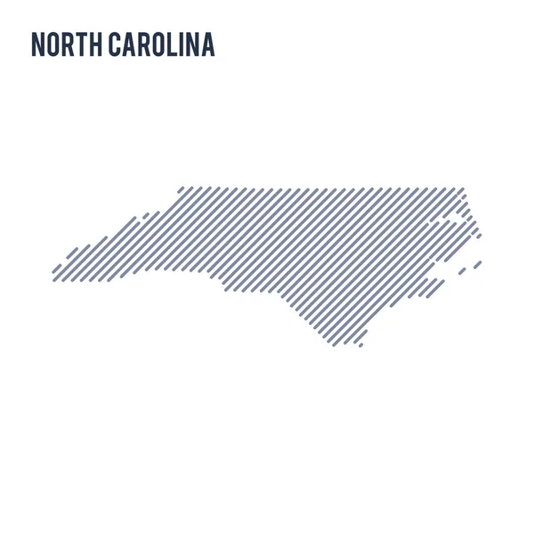 Векторная Абстрактная Карта Штата Северная Каролина Косыми Линиями Изолированными Белом — стоковый вектор