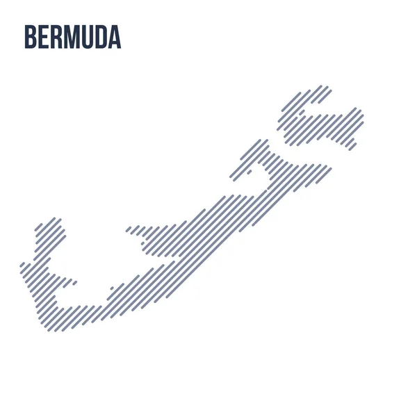Vektor Absztrakt Kikelt Térképét Bermuda Elszigetelt Fehér Background Ferde Vonalakkal — Stock Vector