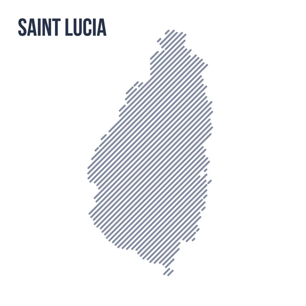 Vektör soyut taranmış Saint Lucia Haritası eğik çizgili beyaz bir arka plan üzerinde izole. Seyahat vektör çizim.