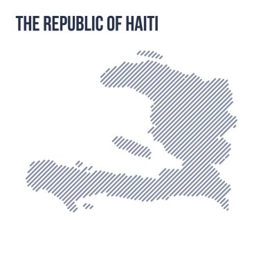 Vektör soyut taranmış Haritası Haiti Cumhuriyeti eğik çizgili beyaz bir arka plan üzerinde izole. Seyahat vektör çizim.