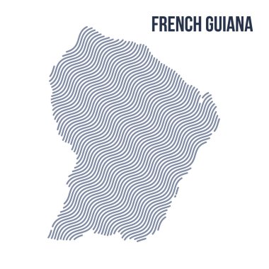 Vektör soyut dalga beyaz bir arka plan üzerinde izole Fransız Guyanası Haritası. Seyahat vektör çizim.