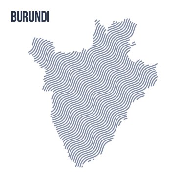 Vektör soyut dalga beyaz bir arka plan üzerinde izole Burundi haritası. Seyahat vektör çizim.