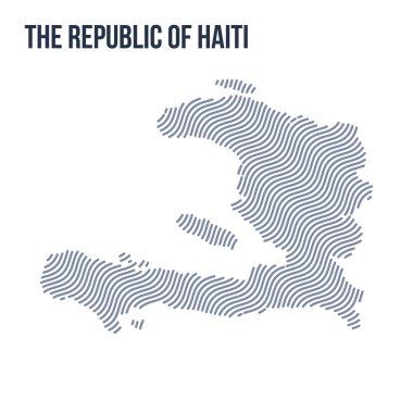 Vektör soyut dalga beyaz bir arka plan üzerinde izole Haiti Cumhuriyeti Haritası. Seyahat vektör çizim.