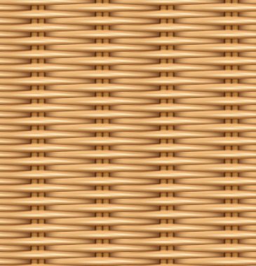 Dikişsiz desen dokuma Rattan gerçekçi doku. Ahşap sepet doku. Vektör çizim.