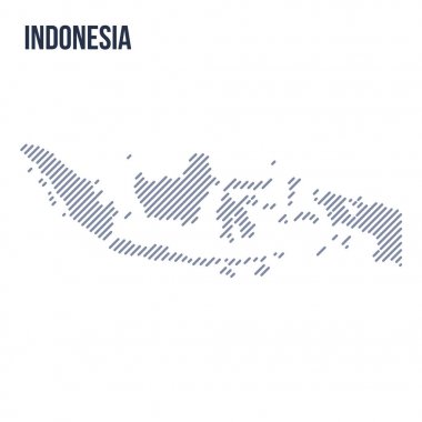 Vektör soyut taranmış Endonezya haritası eğik çizgili beyaz bir arka plan üzerinde izole. Seyahat vektör çizim.