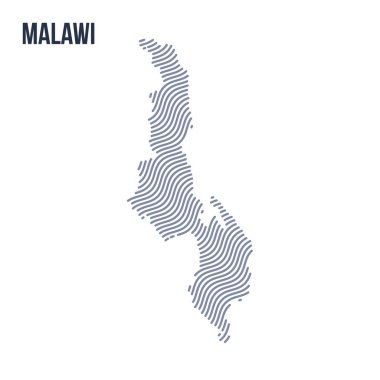 Vektör soyut dalga beyaz bir arka plan üzerinde izole Malavi Haritası. Seyahat vektör çizim.