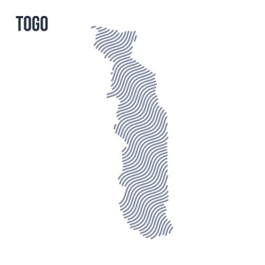Vektör soyut dalga beyaz bir arka plan üzerinde izole Togo haritası. Seyahat vektör çizim.