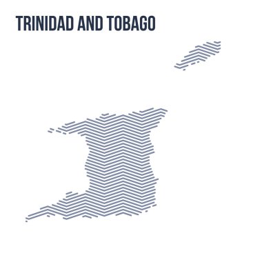 Vektör soyut taranmış Haritası Trinidad ve Tobago zig zag çizgili beyaz bir arka plan üzerinde izole.