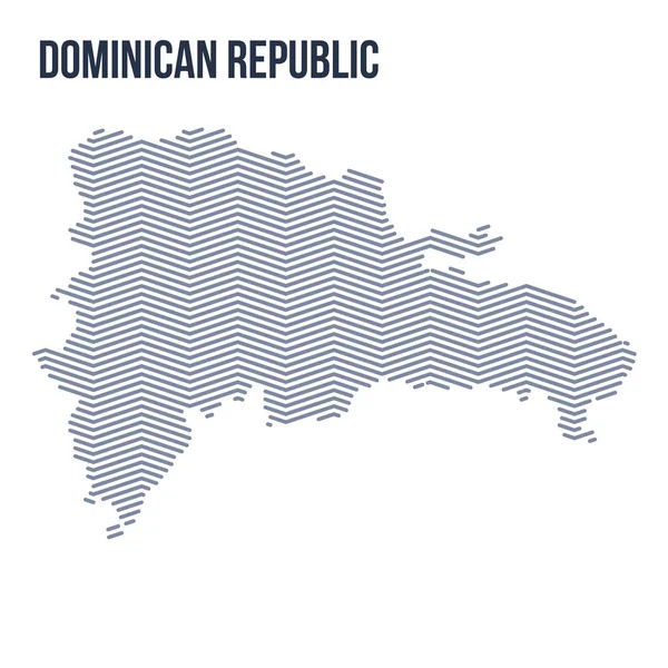 벡터 추상 빗금된의 지도 도미니카 공화국 쪽으로 지그재그 라인 흰색 배경에 고립. — 스톡 벡터