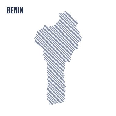 Vektör soyut dalga beyaz bir arka plan üzerinde izole Benin Haritası.