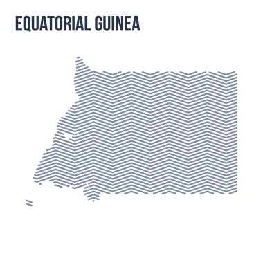 Vektör soyut taranmış Haritası Ekvator Ginesi zig zag çizgili beyaz bir arka plan üzerinde izole.