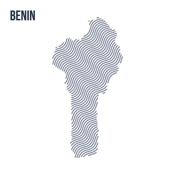 Vektör soyut dalga beyaz bir arka plan üzerinde izole Benin Haritası.