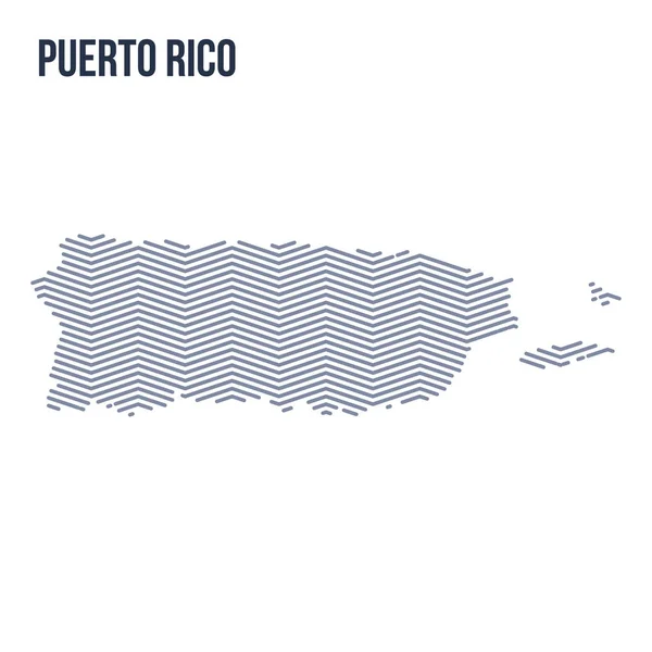 벡터 추상 부 화 지도 푸에르토리코의 zig zag 라인 흰색 배경에 고립. — 스톡 벡터