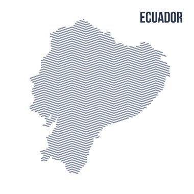 Vektör soyut taranmış Ekvador Haritası zig zag çizgili beyaz bir arka plan üzerinde izole.