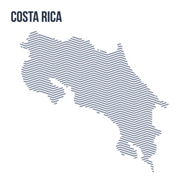 Vektör soyut taranmış Kosta Rika Haritası zig zag çizgili beyaz bir arka plan üzerinde izole.