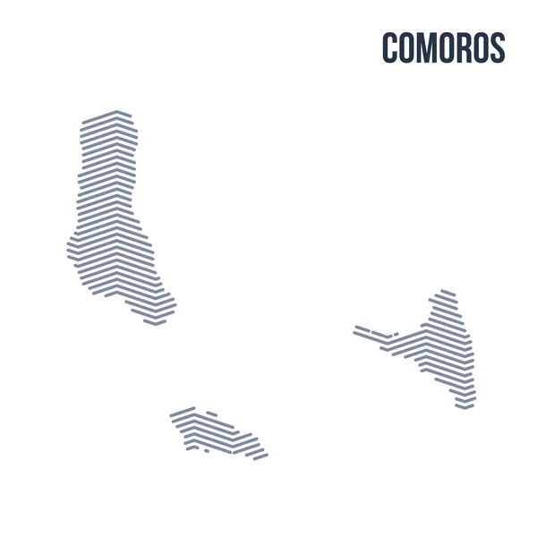 Vector abstracto eclosionada mapa de Comoras con zig zag líneas aisladas sobre un fondo blanco . — Vector de stock