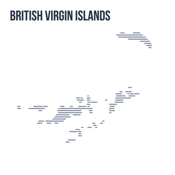 Vector abstracto eclosionado mapa de las Islas Vírgenes Británicas con líneas horizontales aisladas sobre un fondo blanco . — Vector de stock