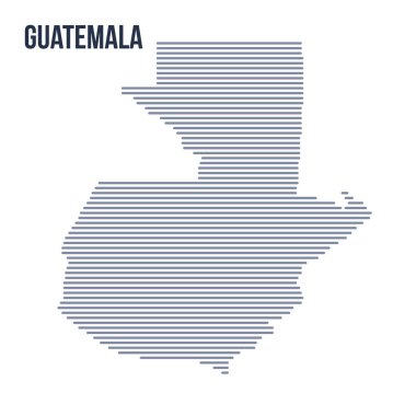 Vektör soyut taranmış Guatemala Haritası yatay çizgili beyaz bir arka plan üzerinde izole.