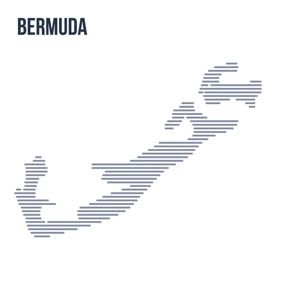 Vektor absztrakt kikelt Bermuda Térkép vízszintes vonallal elszigetelt fehér background. — Stock Vector