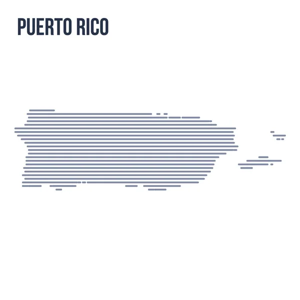 벡터 추상 부 화 지도 푸에르토리코의 수평 라인 흰색 배경에 고립. — 스톡 벡터