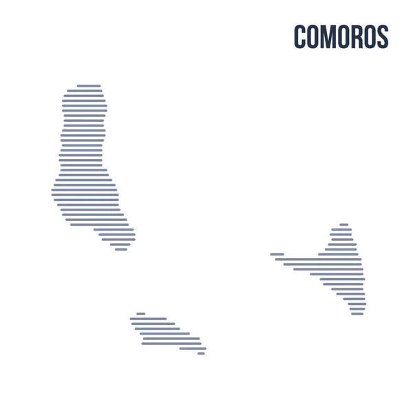 Vector abstracto eclosionada mapa de Comoras con líneas horizontales aisladas sobre un fondo blanco . — Vector de stock