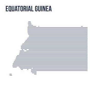 Vektör soyut taranmış Haritası Ekvator Ginesi yatay çizgili beyaz bir arka plan üzerinde izole.