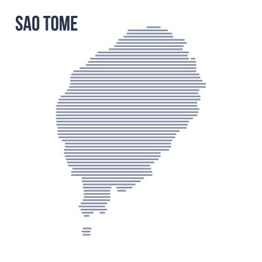 Vektör soyut taranmış harita Sao Tome yatay çizgili beyaz bir arka plan üzerinde izole.