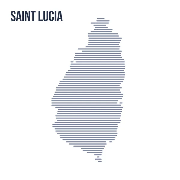 Vector abstracto eclosionada mapa de Santa Lucía con líneas horizontales aisladas sobre un fondo blanco . — Vector de stock
