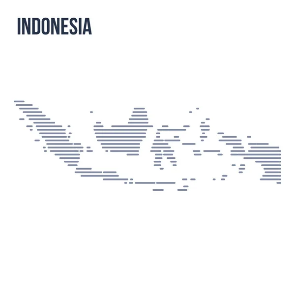 Vector abstracto eclosionada mapa de Indonesia con líneas horizontales aisladas sobre un fondo blanco . — Vector de stock