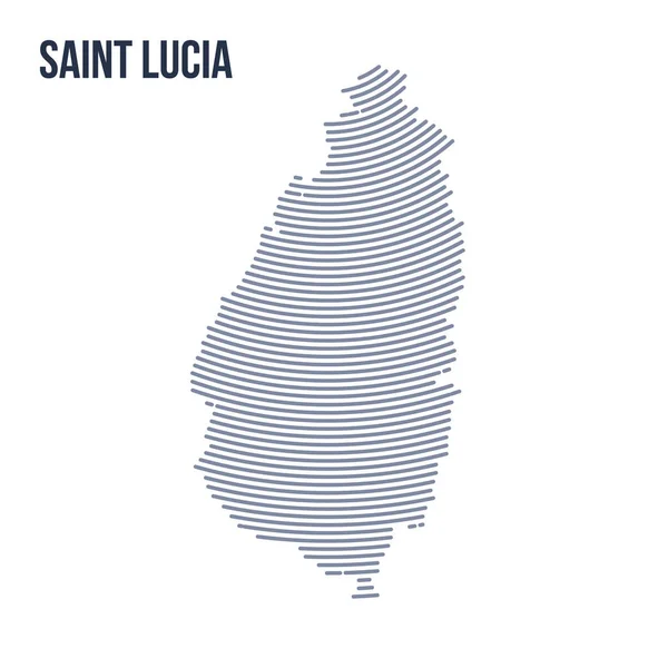 Vector abstracto eclosionada mapa de Santa Lucía con líneas de curva aisladas sobre un fondo blanco . — Vector de stock