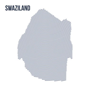 Vektör soyut taranmış Svaziland Haritası ile beyaz bir arka plan üzerinde izole eğri çizgiler.