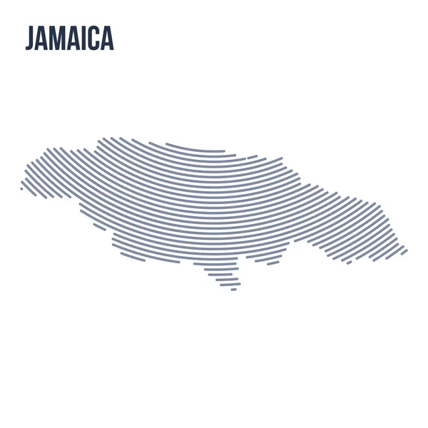 Vector abstract hatched map of Jamaica with curve lines isolated on a white background. — Stock Vector