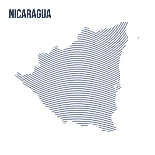 Vektör soyut taranmış Nikaragua Haritası ile beyaz bir arka plan üzerinde izole eğri çizgiler.