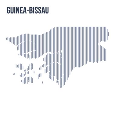 Vektör soyut taranmış Haritası Gine-Bissau beyaz bir arka plan üzerinde izole dikey çizgiler ile. Seyahat vektör çizim.